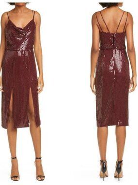 HANEY Elise Sequin Blouson Cocktail Dress HANEY